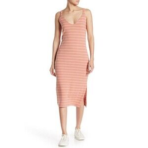 Melloday Double V Texture Stripe Midi Dress Size S